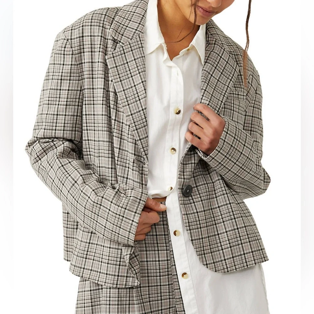 NWT Free People Cali Plaid Blazer